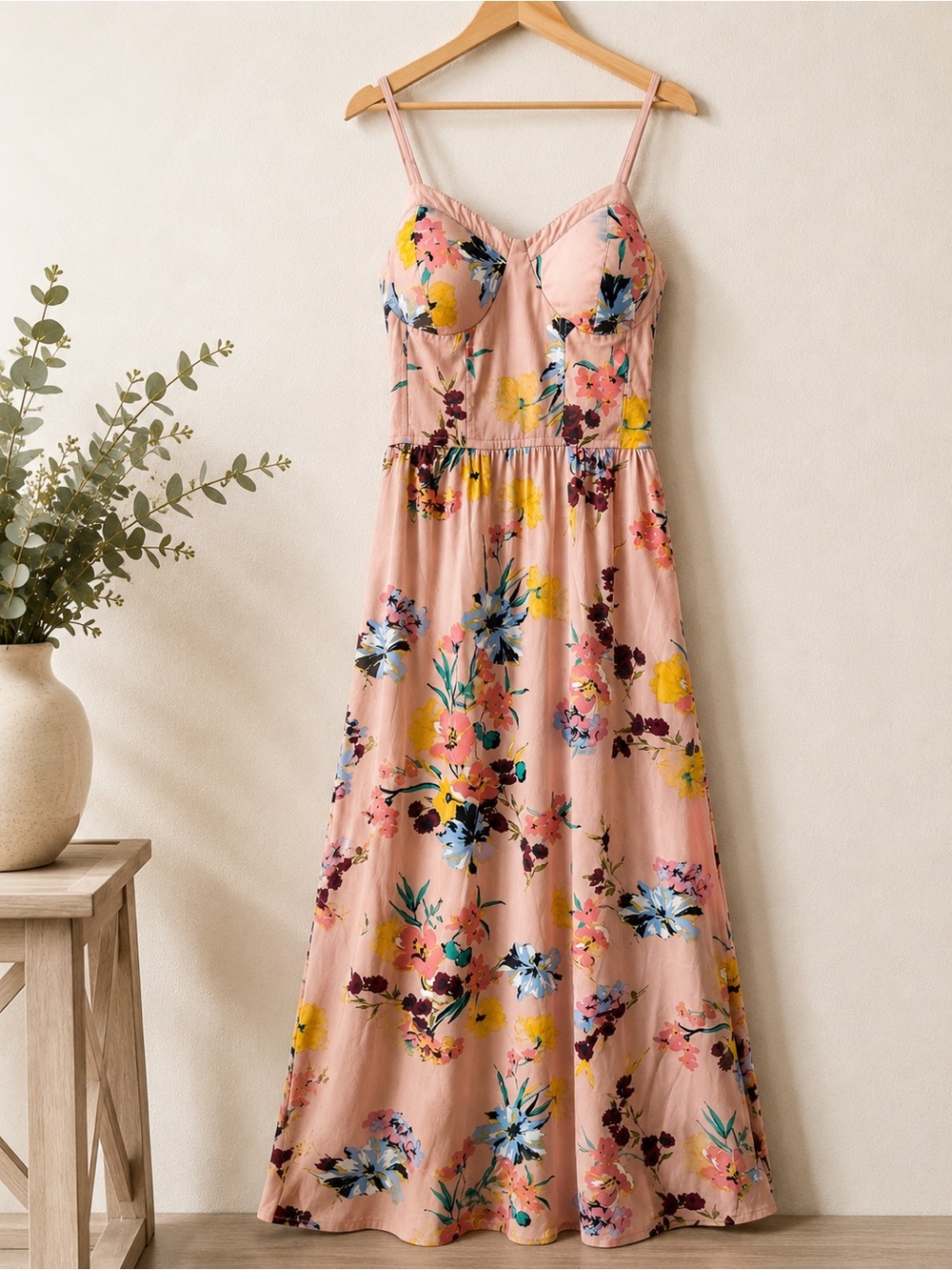 Band of the Free Pink Floral Bustier Maxi Dress